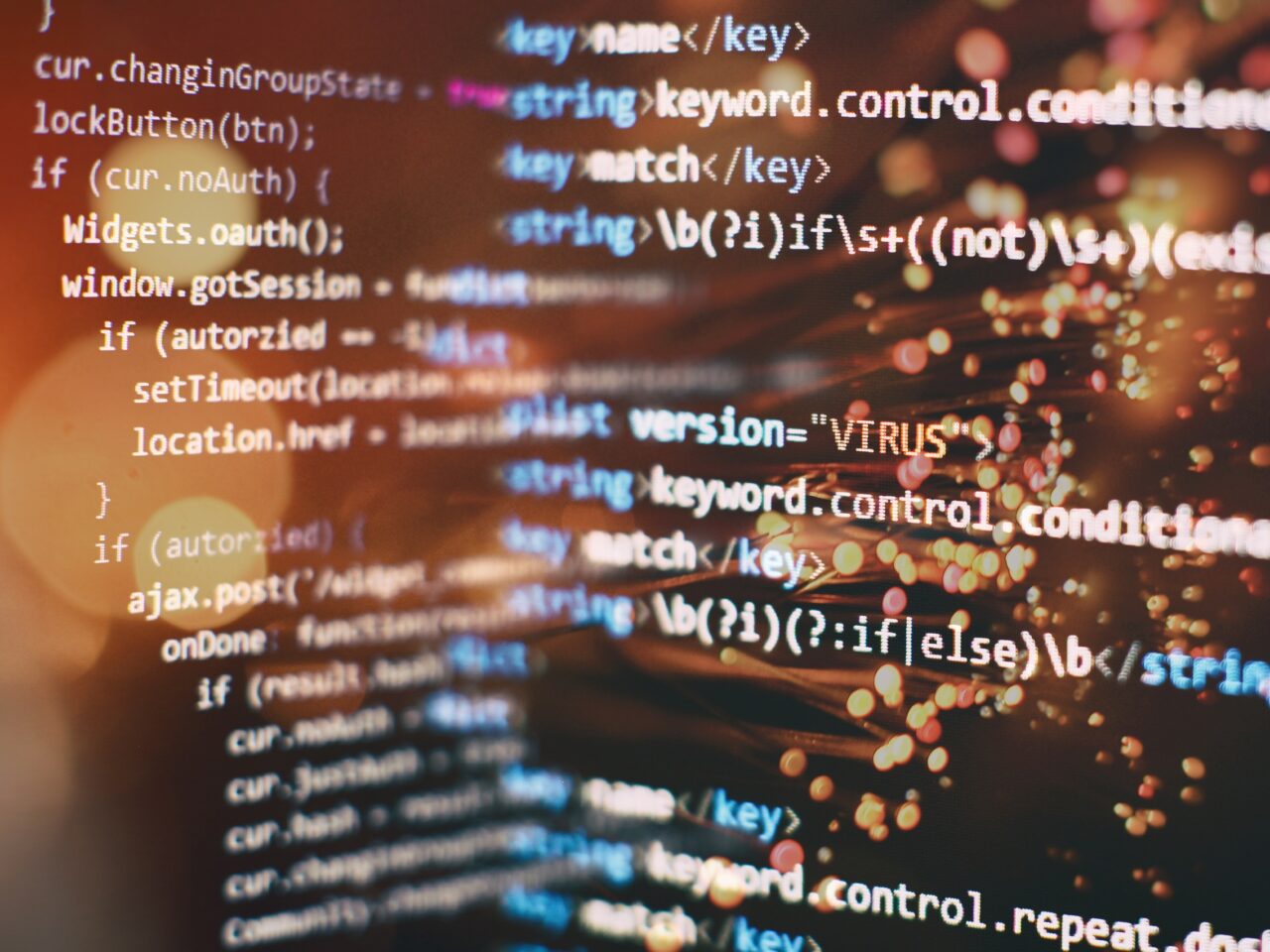 Server logs analysis. Closeup developing programming and coding technologies. Developer working on web sites codes in office. Programming source code HTML for Website development.